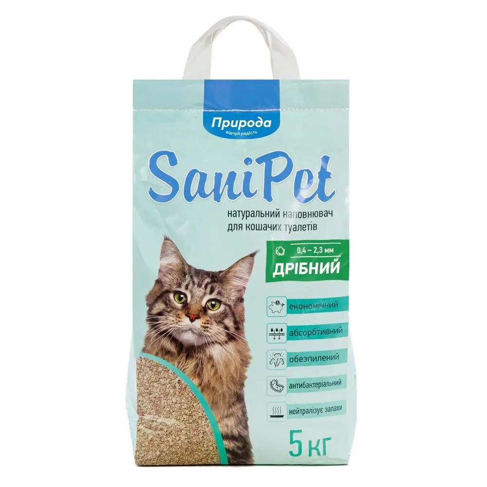 Наповнювач туалету для кішок Природа Sani Pet 5 кг (бентонітовий дрібний)