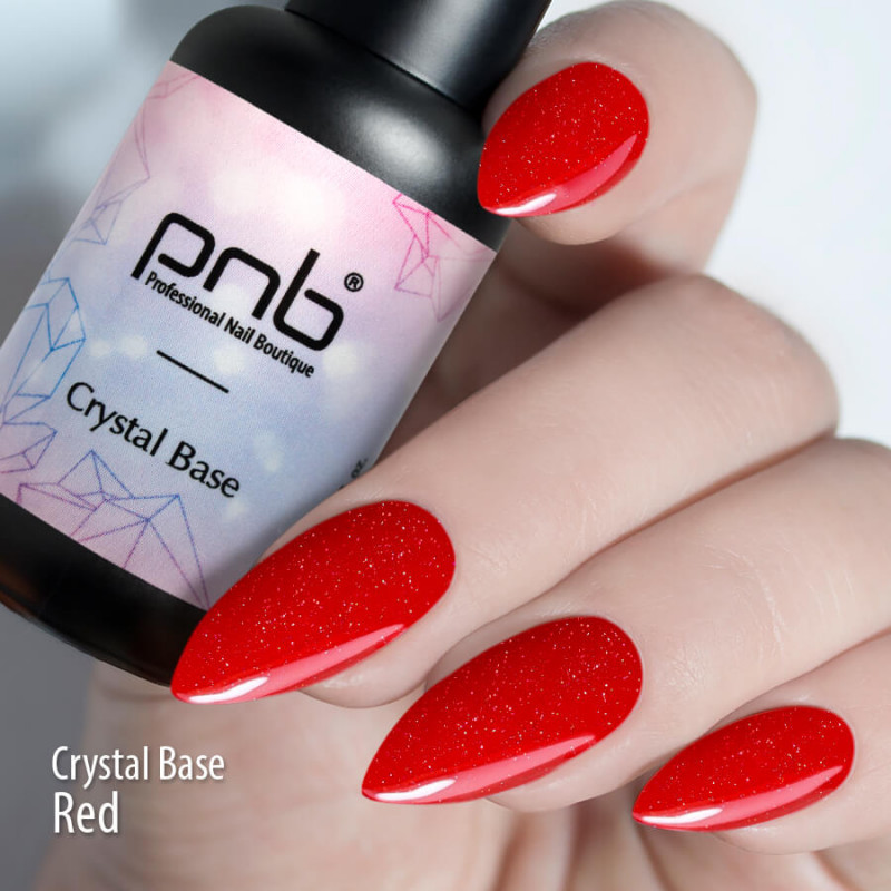 Світловідбиваюча база для нігтів, червона  Crystal Base PNB, 8 ml, фото 1