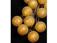 Гірлянда Кульки з ниток золото 50мм 12 LED теплий білий 4м 13513-07 ТМ КИТАЙ