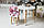 Дитячий білий круглий стіл і стільчик метелик рожевий. Столик для ігор, уроків, їжі. Білий столик, фото 5