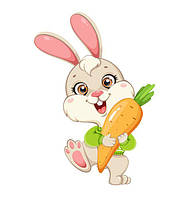 Наклейка для ростової фігури "Зайка з морквинкою" 80х55 см/інтер'єрна наклейка (без обрізу)