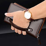 Чоловічий гаманець. Чоловічий клатч. Гаманець чоловічий місткий портмоне Чорний, фото 5