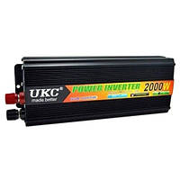 Інвертор напруги UKC YT-2000W-CI12V 2000ВА(1200Вт), 12/220V, approximated, 1 універсальна розетка, клемні