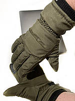 Зимние тактические военные перчатки утепленные на флисе сенсорные Олива