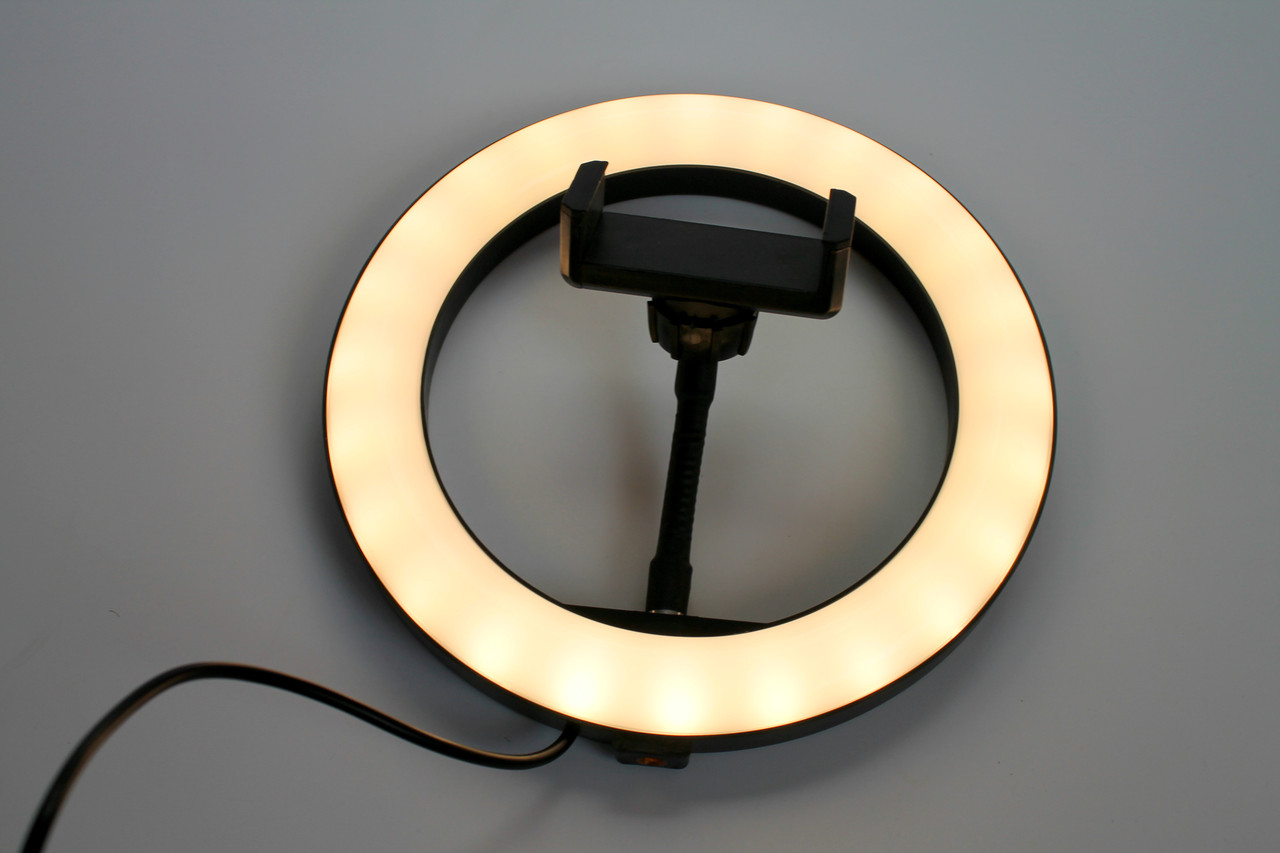Різнобарвна кільцева LED лампа 20 см з тримачем для смартфона UKC MJ20 RGB світлодіодне кільце, фото 1
