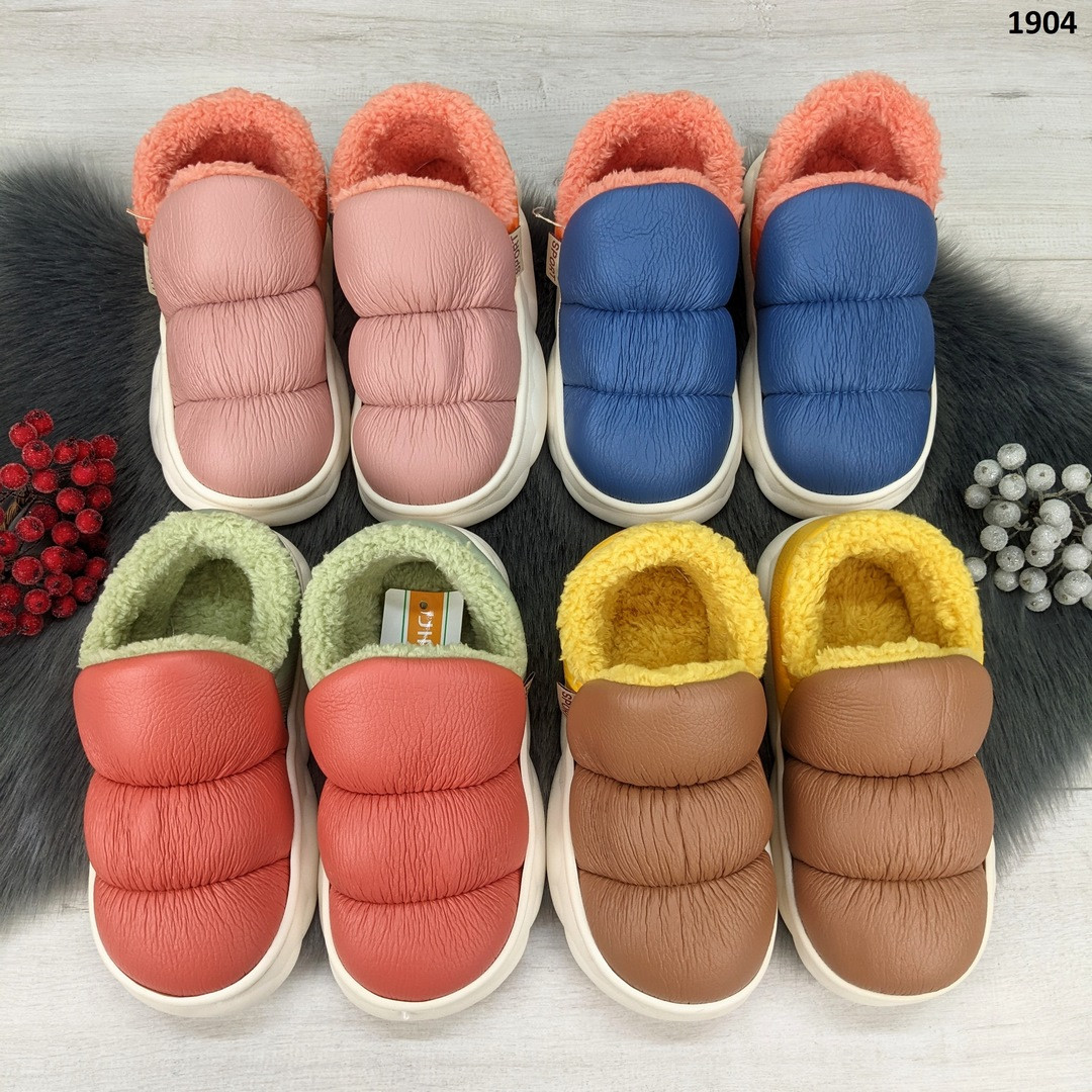 Тапочки чуні дитячі екошкіра на хутрі, фото 1