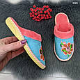 Тапочки дитячі для дівчинки теплі Белста бірюзові з квіткою, фото 2