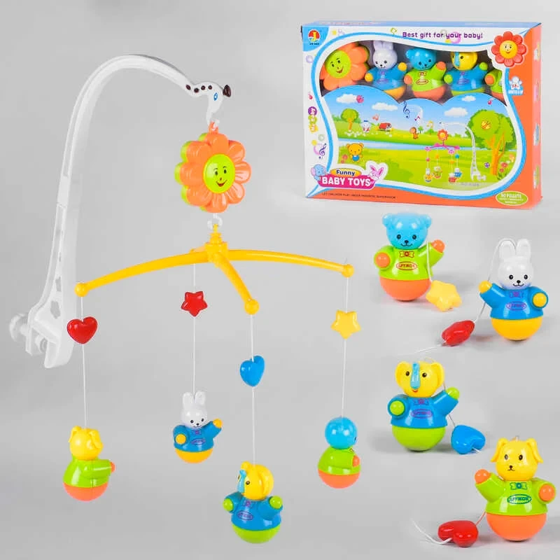 Дитяча музична карусель на ліжечко 6388 із заводним механізмом, фото 1