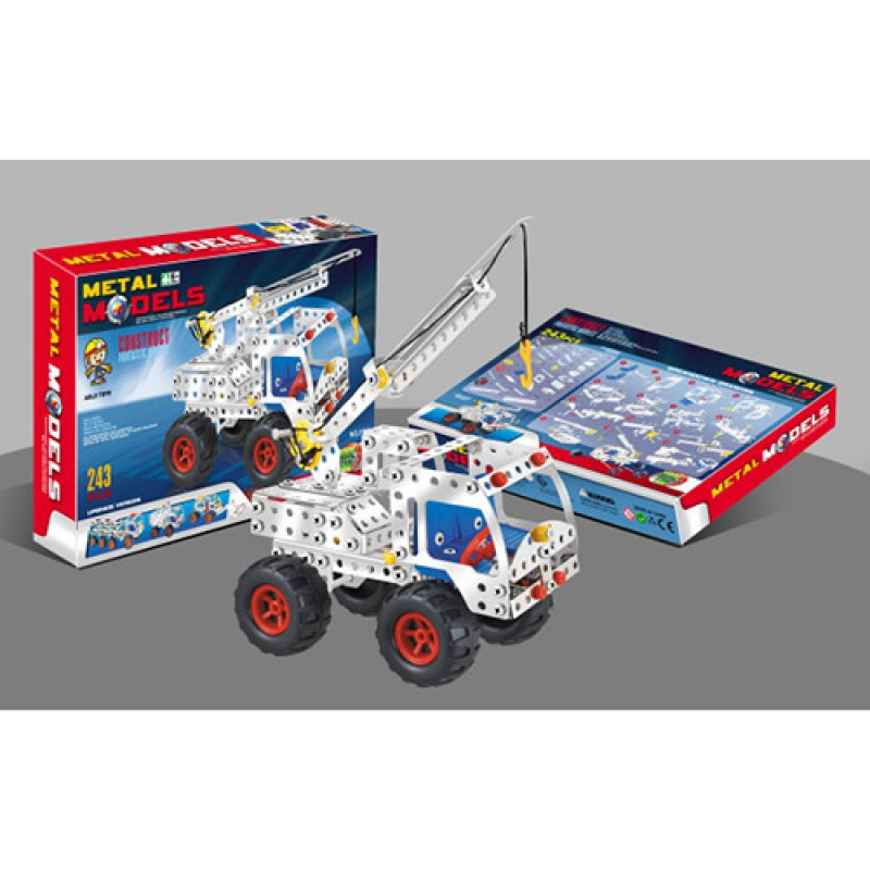 Конструктор металевий 3114, машина-кран, викрутка, 243 деталі, фото 1