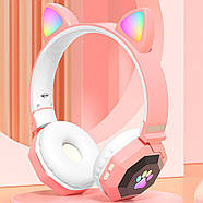 Бездротові навушники з котячими вушками що світяться Bluetooth 5.0 з мікрофоном, FM радіо, mp3, MicroSD, фото 4