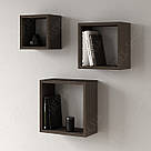Набір навісних полиць, комплект настінних полиць, квадратні полиці на стіну, 3 шт, фото 5