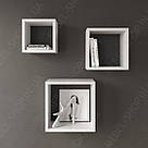 Набір навісних полиць, комплект настінних полиць, квадратні полиці на стіну, 3 шт, фото 2