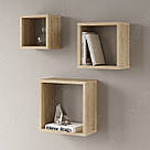 Набір навісних полиць, комплект настінних полиць, квадратні полиці на стіну, 3 шт, фото 4