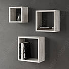 Набір навісних полиць, комплект настінних полиць, квадратні полиці на стіну, 3 шт, фото 3