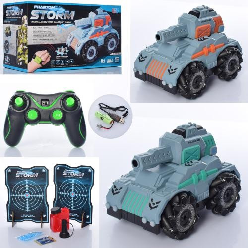 KMESD865-3 Трюкова машинка Танк на радіокеруванні, акум, 20 см, музика, USB зарядна, коробка 34-19-15 см