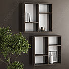 Набір навісних полиць для книг з ДСП в інтер'єрі Настінні полиці 60 см шириною на 4 осередки 2 шт в комплекті, фото 4