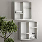 Набір навісних полиць для книг з ДСП в інтер'єрі Настінні полиці 60 см шириною на 4 осередки 2 шт в комплекті, фото 2