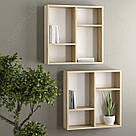 Набір навісних полиць для книг з ДСП в інтер'єрі Настінні полиці 60 см шириною на 4 осередки 2 шт в комплекті, фото 3