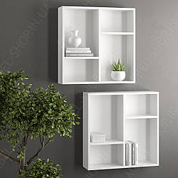 Набір навісних полиць для книг з ДСП в інтер'єрі Настінні полиці 60 см шириною на 4 осередки 2 шт в комплекті