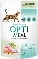 Optimeal Adult Cat с кроликом в морковном желе, 12 шт