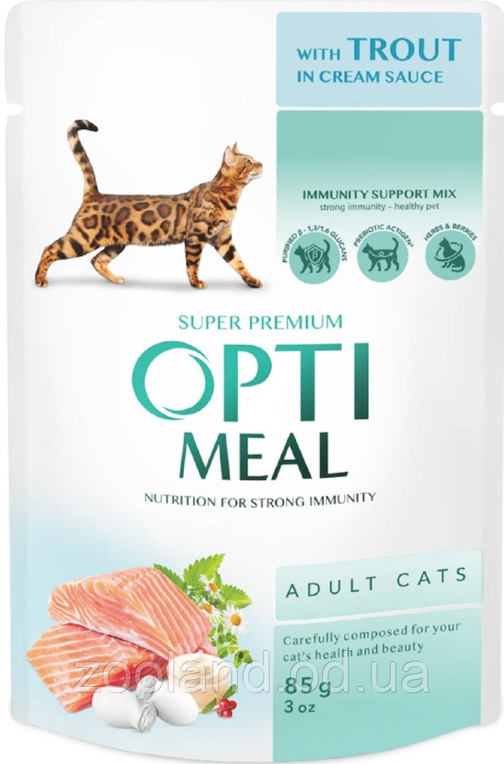 5864 Optimeal Adult Cat з фореллю в кремовому соусі, 12 шт.