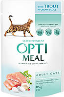 Optimeal Adult Cat с форелью в кремовом соусе, 12 шт