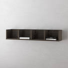 Полиця настінна пряма з 4 осередками під книги та декор Навісні полиці для вітальні Полиця підвісна з ДСП, фото 4