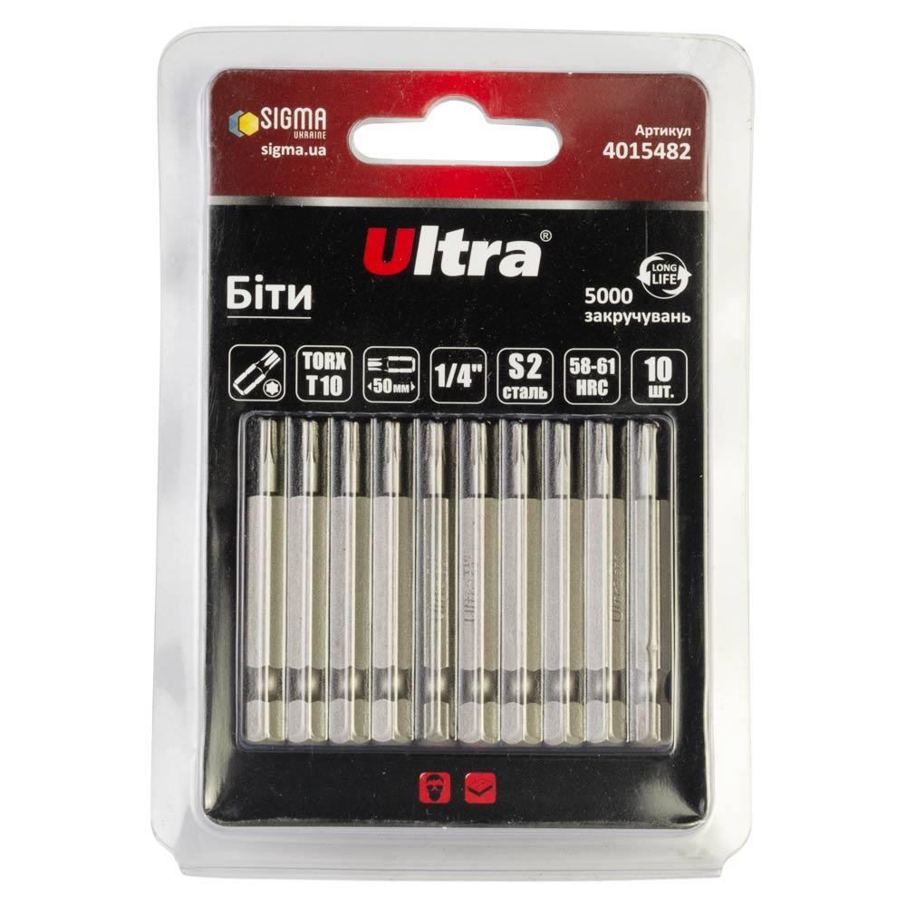 Біти TORX 10×50 мм 1⁄4" 10 шт S2 (блістер) ULTRA (4015482), фото 1