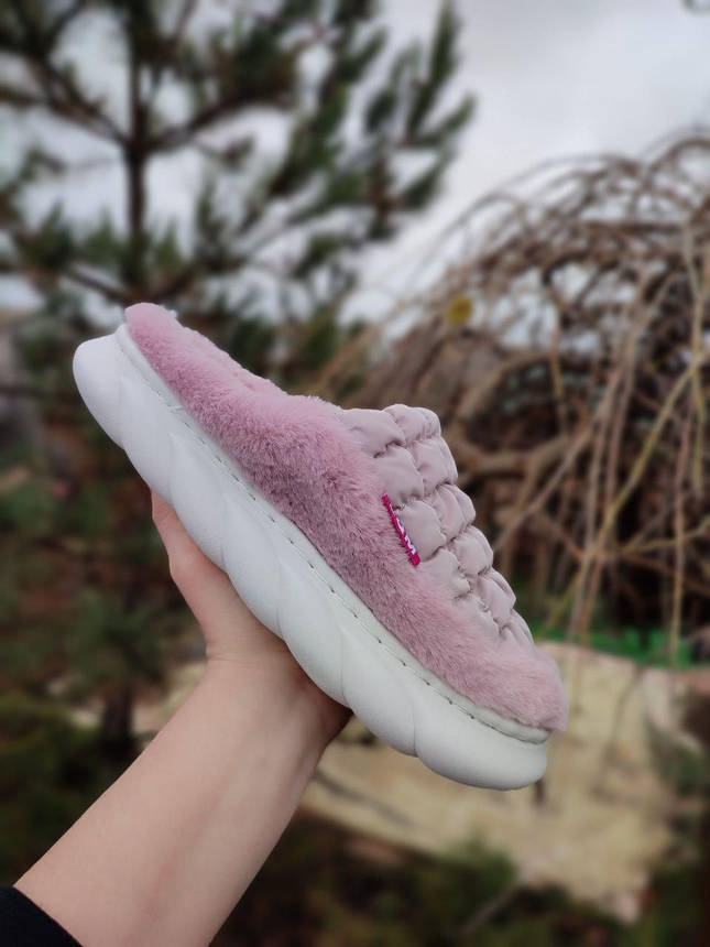 Капці БУЗЬКОВІ теплі хутряні без задника зимові шльопанці PURPLE жіночі, фото 1