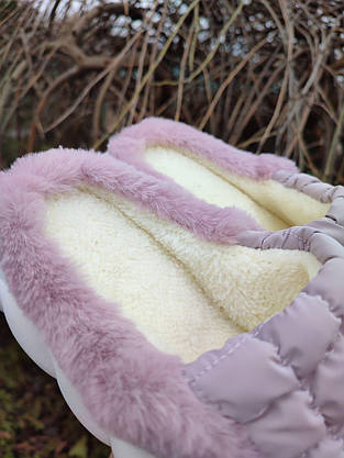 Капці БУЗЬКОВІ теплі хутряні без задника зимові шльопанці PURPLE жіночі, фото 6