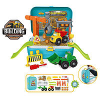 Детский игровой набор Bambi 8018 Набор-конструктор со строительной техникой в чемодане 24*18*22,5 см