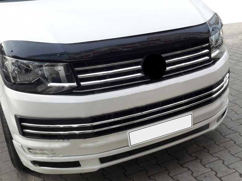 Накладки на решітку бампера 2015-2019 (6 шт, нерж) для Volkswagen T6 2015↗, 2019↗ рр.