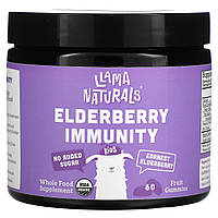 Llama Naturals, Kids, Elderberry Immunity, фруктовые жевательные мармеладки, бузина Earnest, 60 жевательных