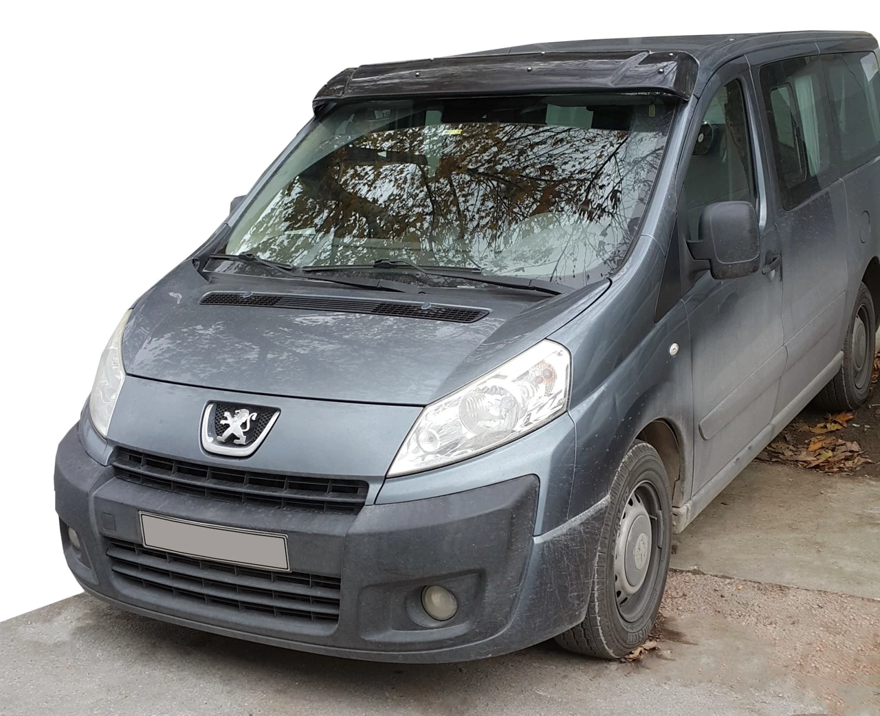 Козирьок на лобове скло (чорний глянець, 5мм) для Peugeot Expert 2007-2017 рр.