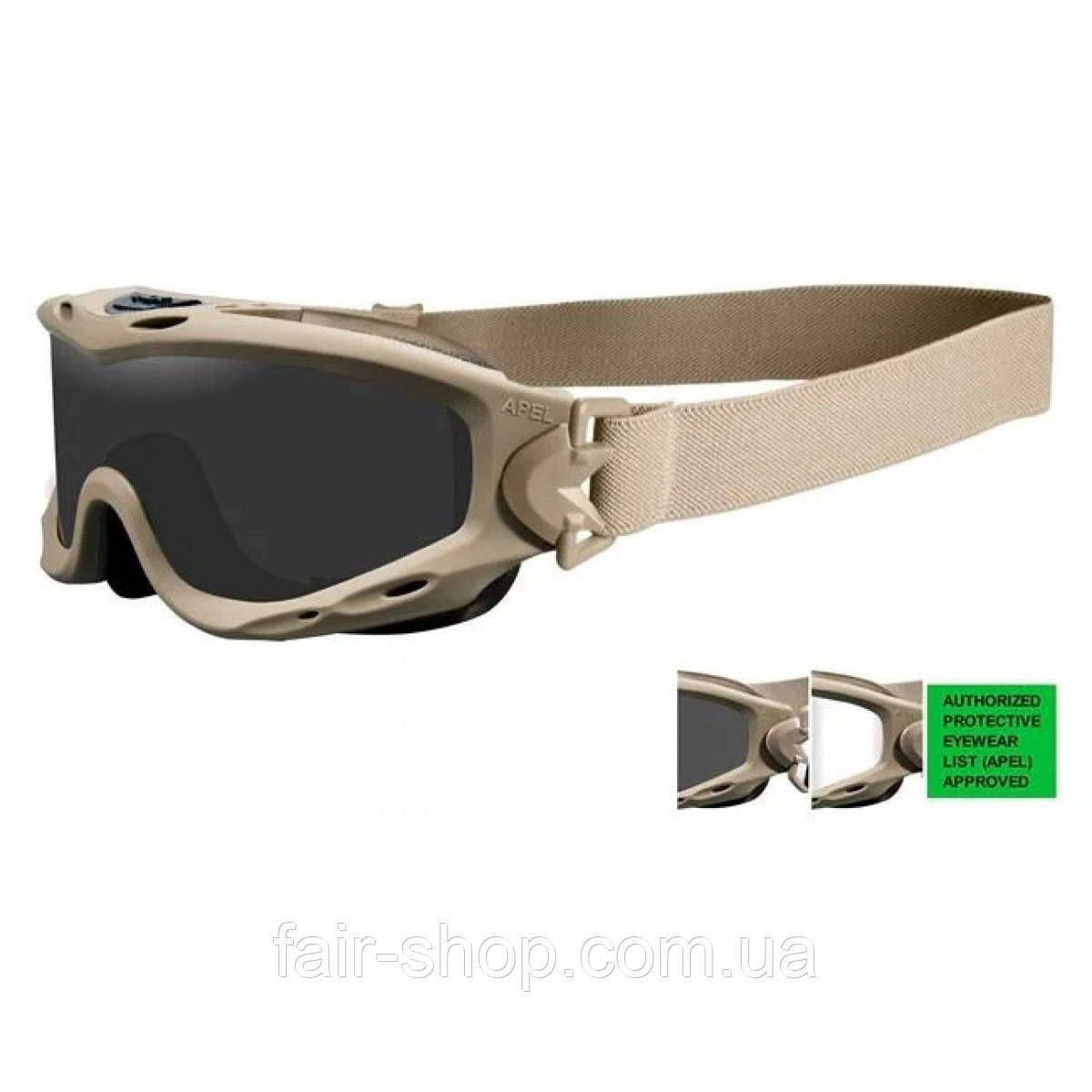 Захисні окуляри Wiley X Spear (APEL) Coyote Tan (frame) - Smoke Gray / Clear (2 lenses), оригінал. Доставка з США/ЄС протягом 14, фото 1