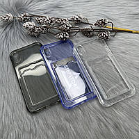 Чехол силиконовый для Iphone XR с кармашком для карточки противоударный прозрачный full camera