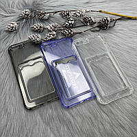 Чехол силиконовый для Iphone 7 Plus / 8 Plus с кармашком для карточки противоударный прозрачный full