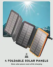 Складна сонячна панель з павербанком FEELLE 25000mAh Solar Power Bank, фото 3