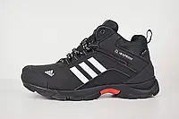 Мужские зимние кроссовки Adidas Адидас Climaproof высокие черные/белые полоски 41