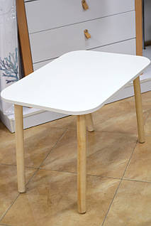 Столик дитячий дерев'яний прямокутний висота 50 см білий