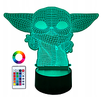 Лампа прикроватная Star Wars Baby Yoda 3D Lamp XL разноцветная