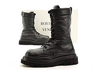 Ботинки жіночі зимові Bottega чорні, Боттега натуральна шкіра, всередині хутро. код KD-13059