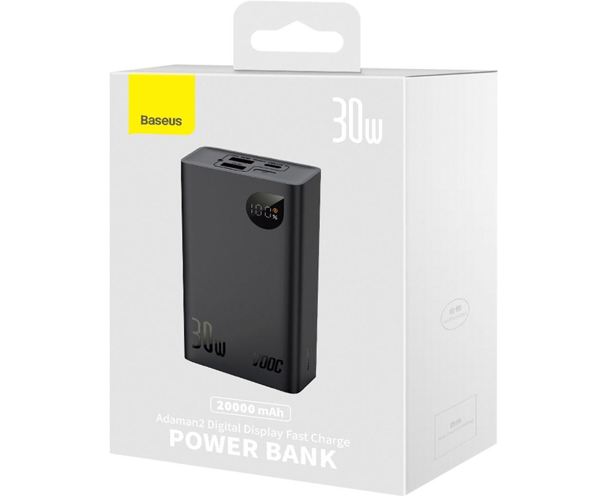 Зовнішній акумулятор Power Bank Baseus Adaman2 Series 30W 20000mHa 3A Black/Чорний PPAD050002