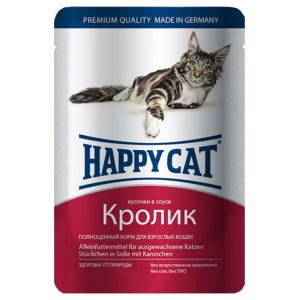 Happy Cat (Хеппі Кет), вологий корм для дорослих котів, кролик, 100 г
