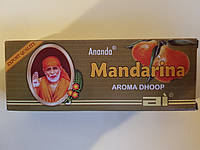 Аромапалочки, натуральные безосновные благовония Мандарин, Mandarina, Ananda, 20 г.