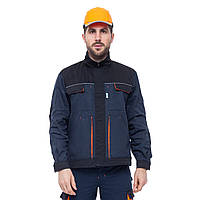 Куртка рабочая ПЕРФОРМЕР, темно-синяя/чёрный/оранжевый, 100% хлопок,