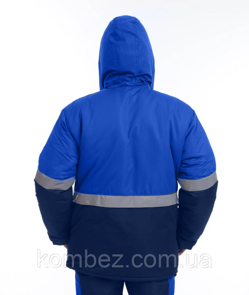 Куртка рабочая утепленная НЬЮТОН василек/темно-синяя, смесовая с ВО - фото 4 - id-p1728301494