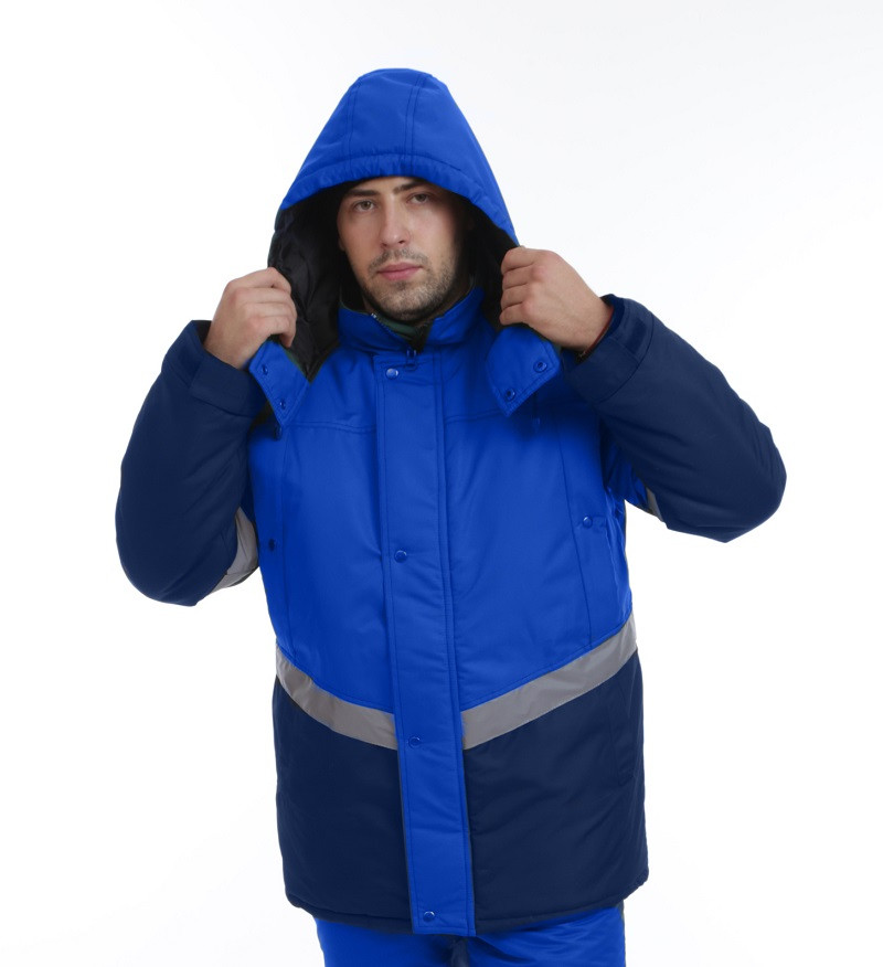 Куртка рабочая утепленная НЬЮТОН василек/темно-синяя, смесовая с ВО - фото 1 - id-p1728301499