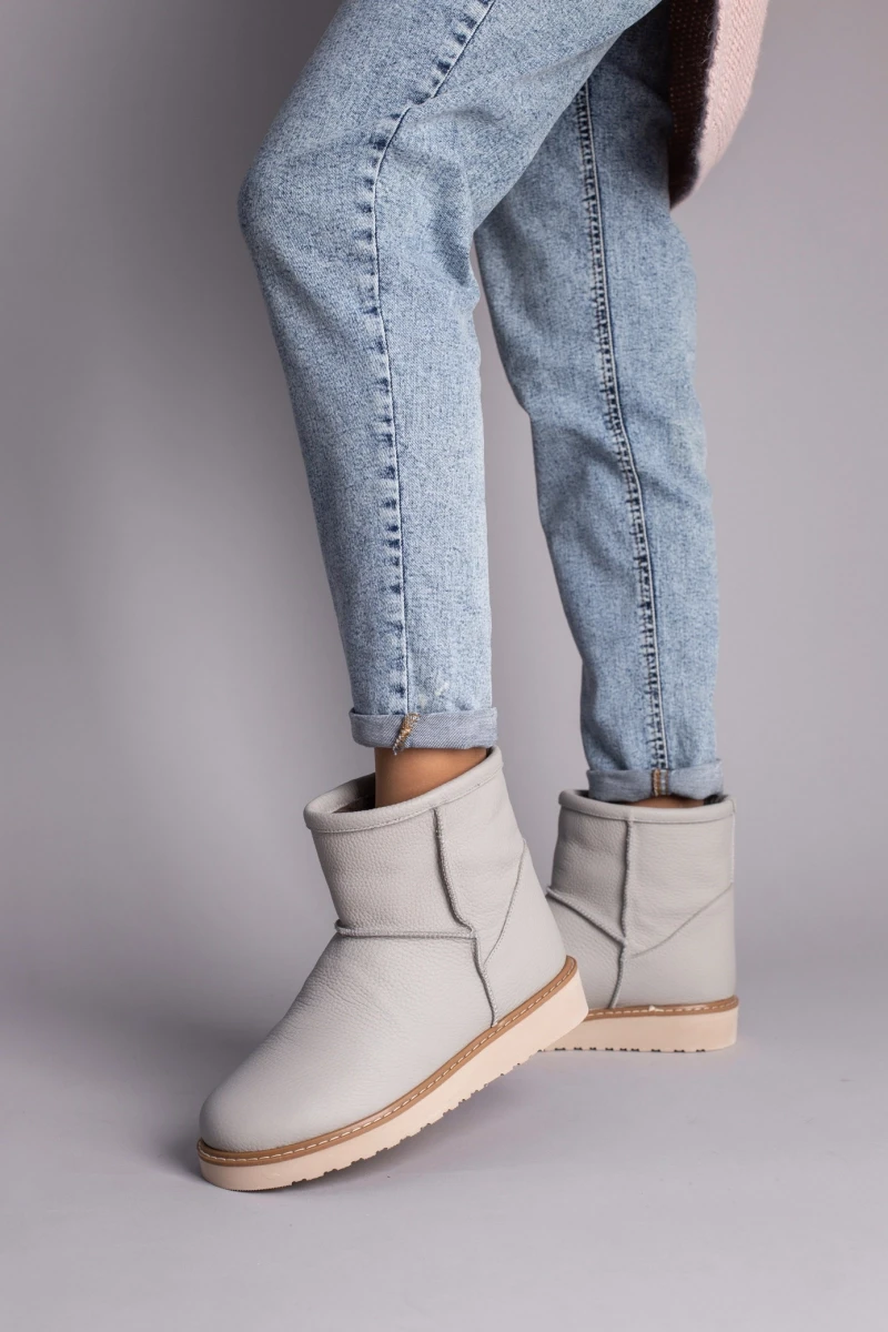Жіночі зимові уггі ShoesBand Сірі натуральні шкіряні флотар на середню/широковатую стопу всередині цигейка 42 (27,5 см) (Ѕ39021з), фото 1