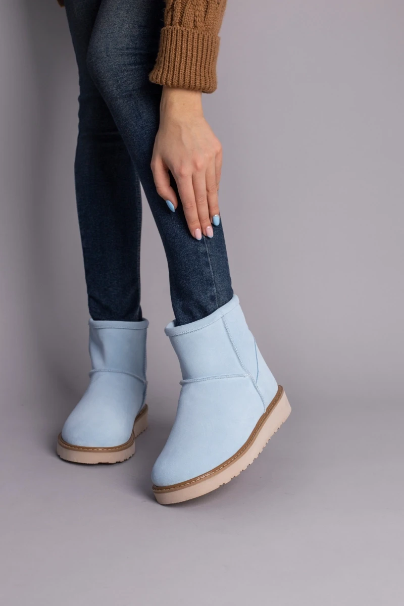 Жіночі зимові уггі ShoesBand Блакитні натуральні замшеві на середню/широковатую стопу всередині цигейка 41 (27 см) (S39021-2з)